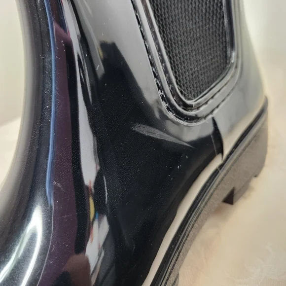 Seven7 Halifax Chelsea Boots Black Patent Shiny Rubber Rain Boots Size 9 - Picture 11 of 12